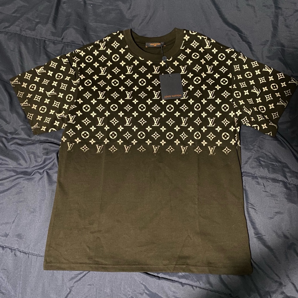 Louis Vuitton Black T-Shirt with White Monogram Panel